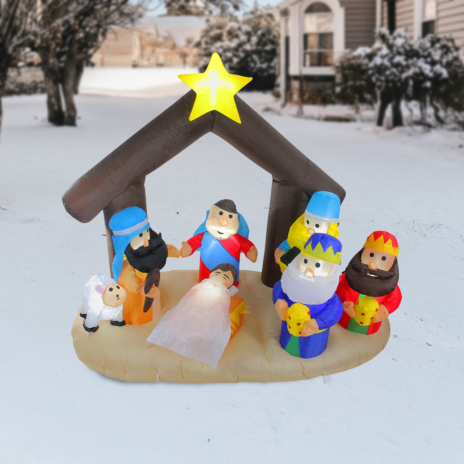 Northlight 6ft Lighted Inflatable Nativity Scene Outdoor Nativity Set