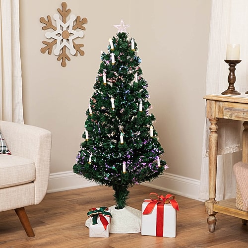 Northlight Pre Lit Fiber Optic Pine Artificial With Candles Lights 4 Foot Pre-lit Pine Christmas Tree In Multi