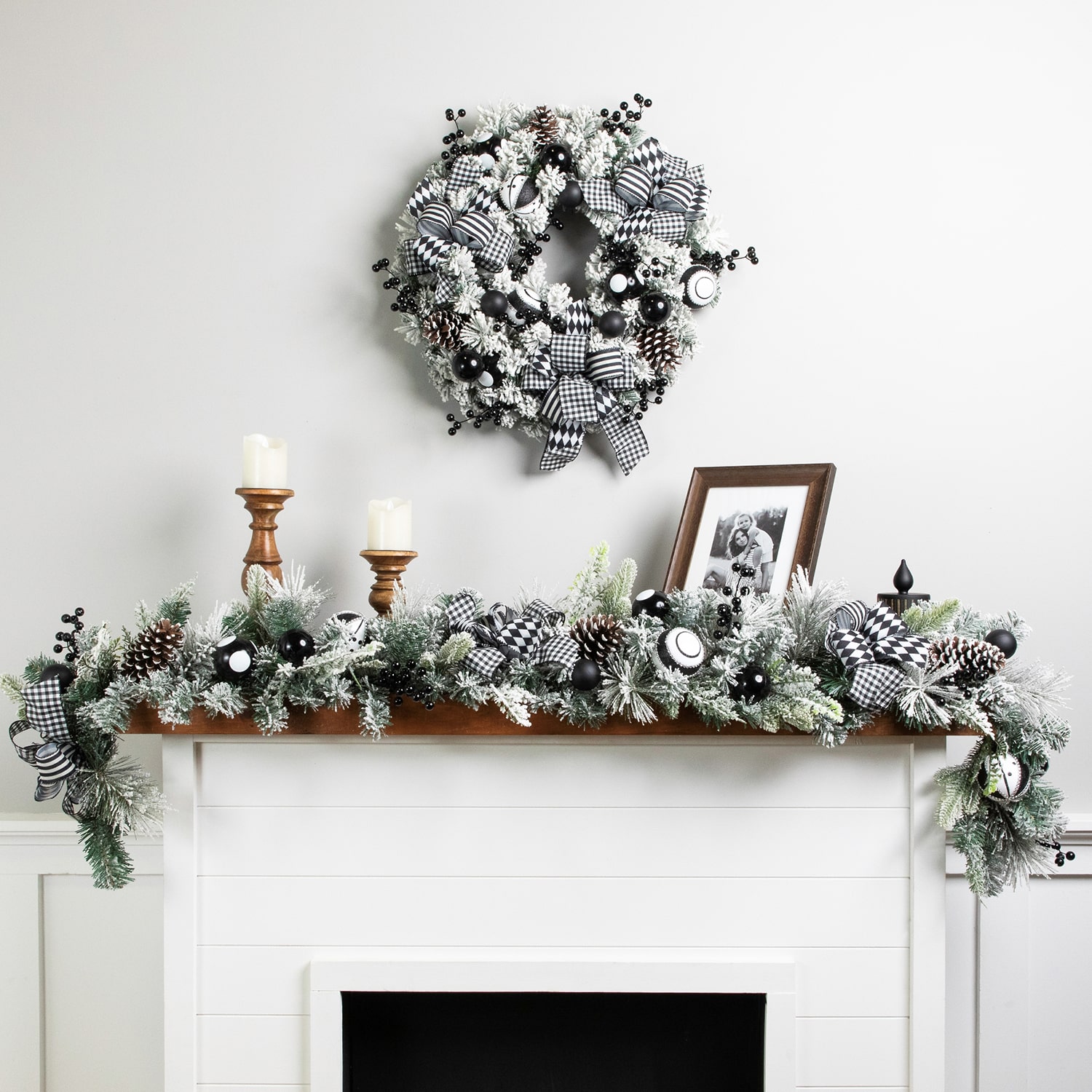Northlight 6ft Flocked Pine With Harlequin Ornaments And Bows Artificial Christmas Outdoor Garland
