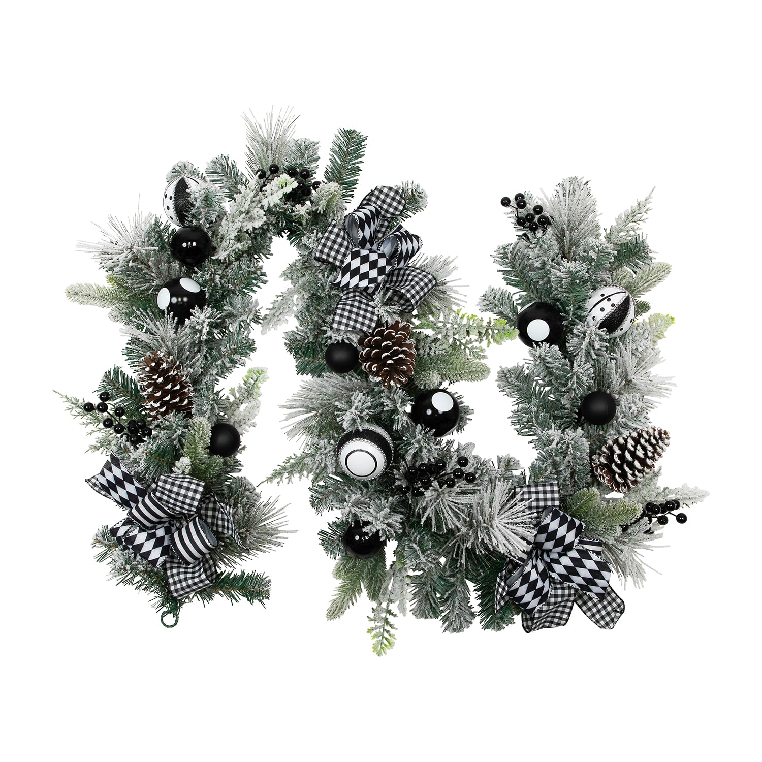 Northlight 6ft Flocked Pine With Harlequin Ornaments And Bows Artificial Christmas Outdoor Garland