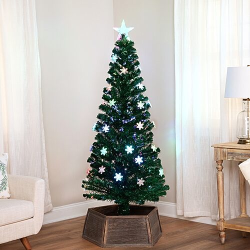 Northlight Led Snowflake Fiber Optic Artificial Lights 6 Foot Pre-Lit Pine Christmas Tree, One Size, Green