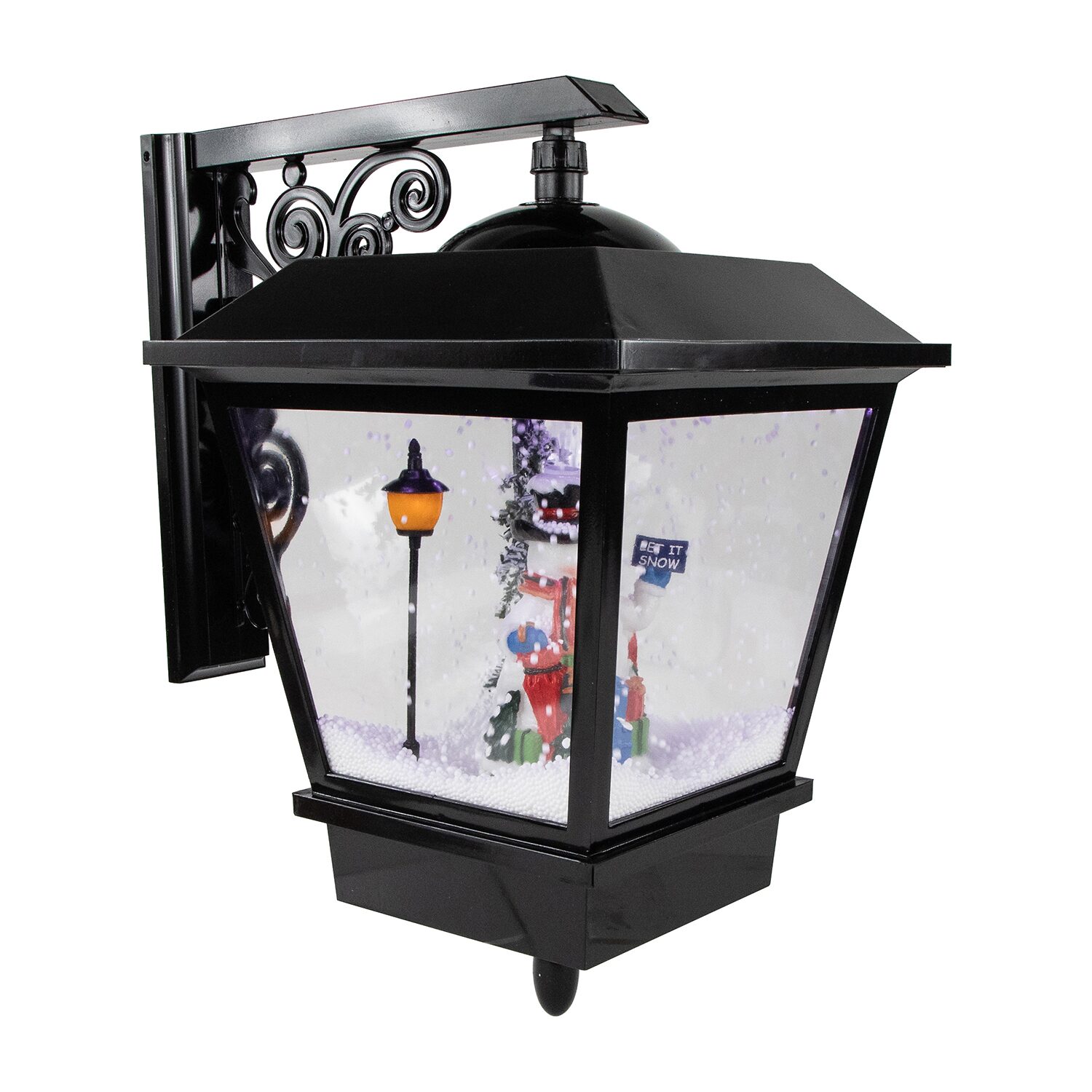 Northlight 17.75" Lighted And Musical Wall Mounted Snowing Street Lamp Matted Wall Art