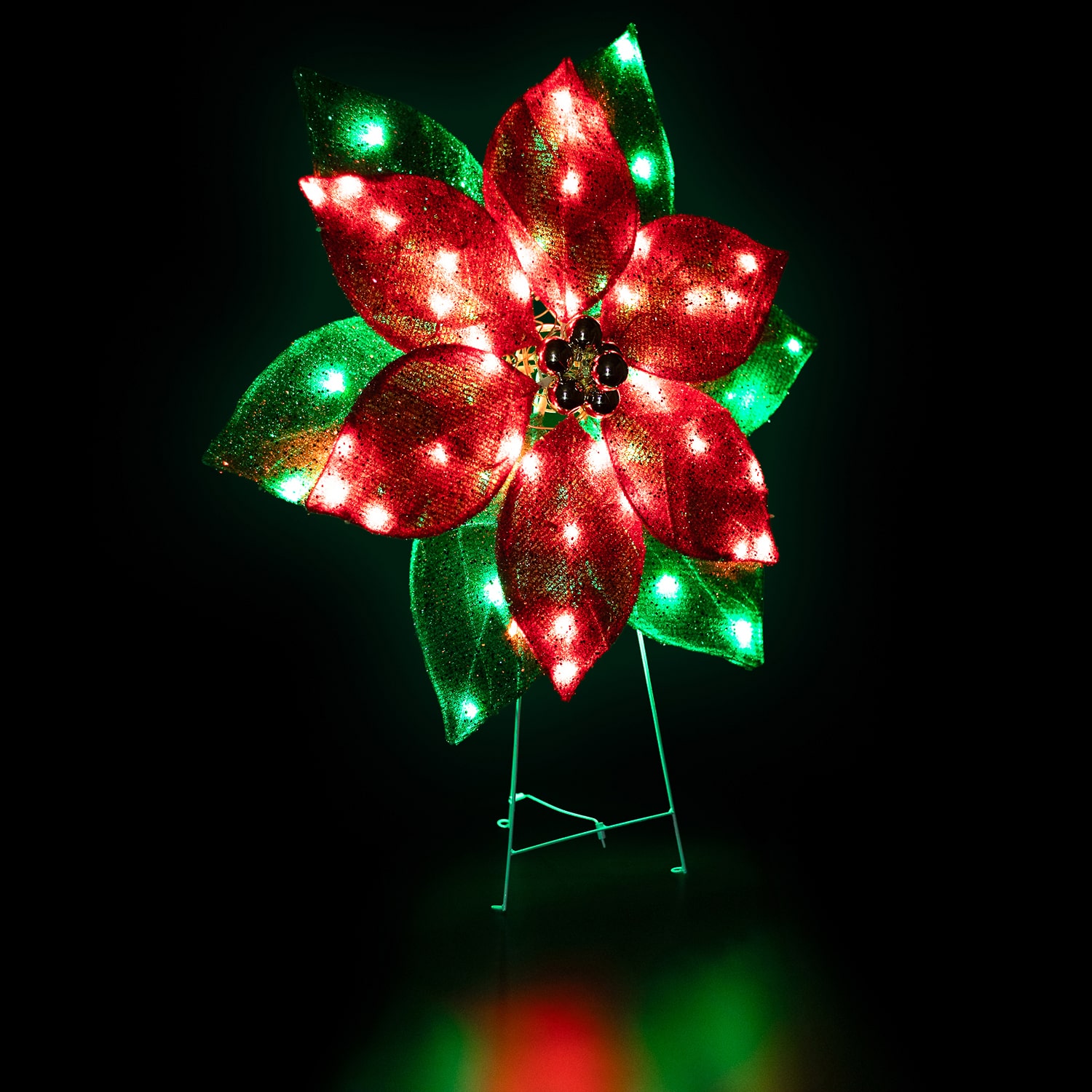 Northlight 34" Led Lighted Poinsettia Outdoor Yard Christmas Yard Art