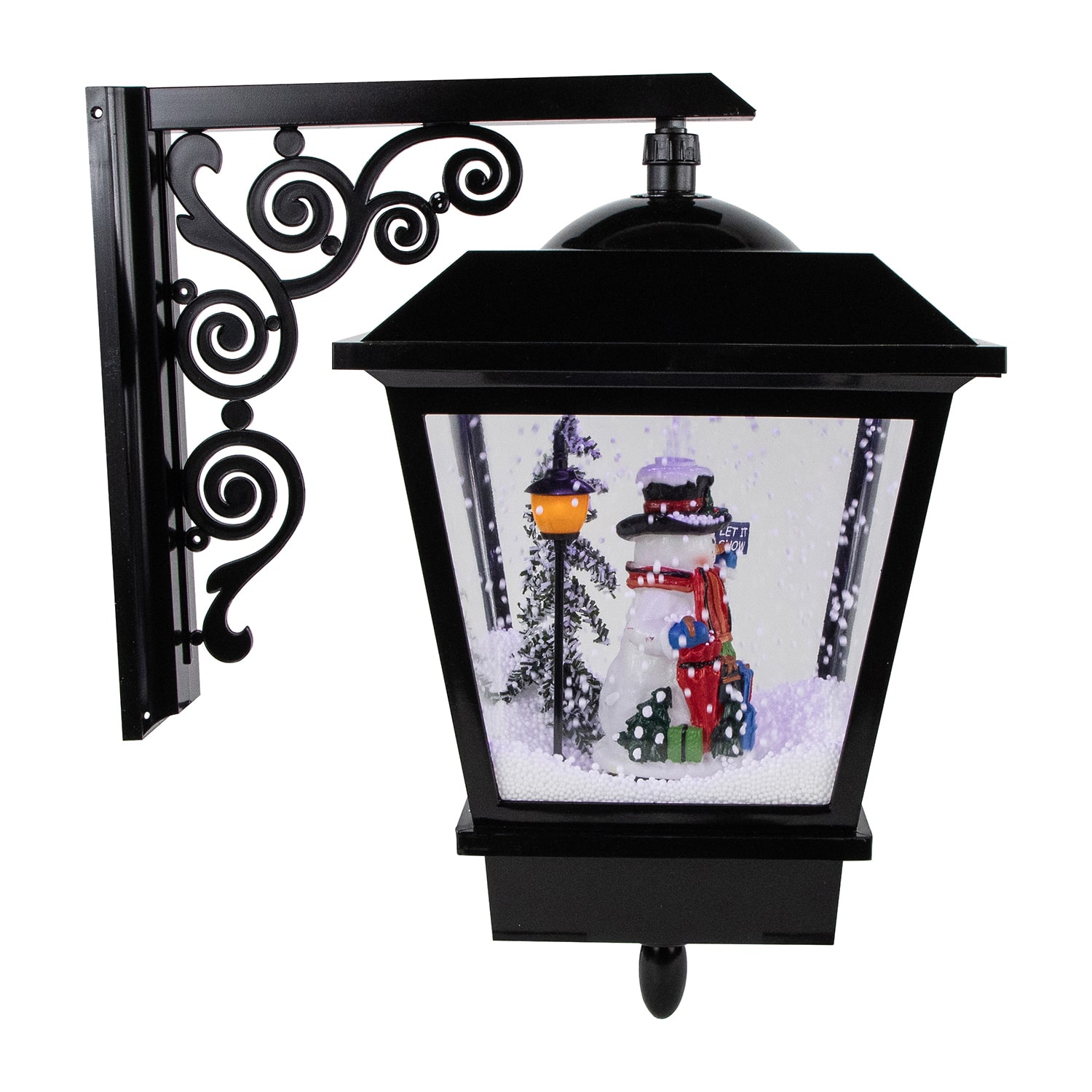 Northlight 17.75" Lighted And Musical Wall Mounted Snowing Street Lamp Matted Wall Art