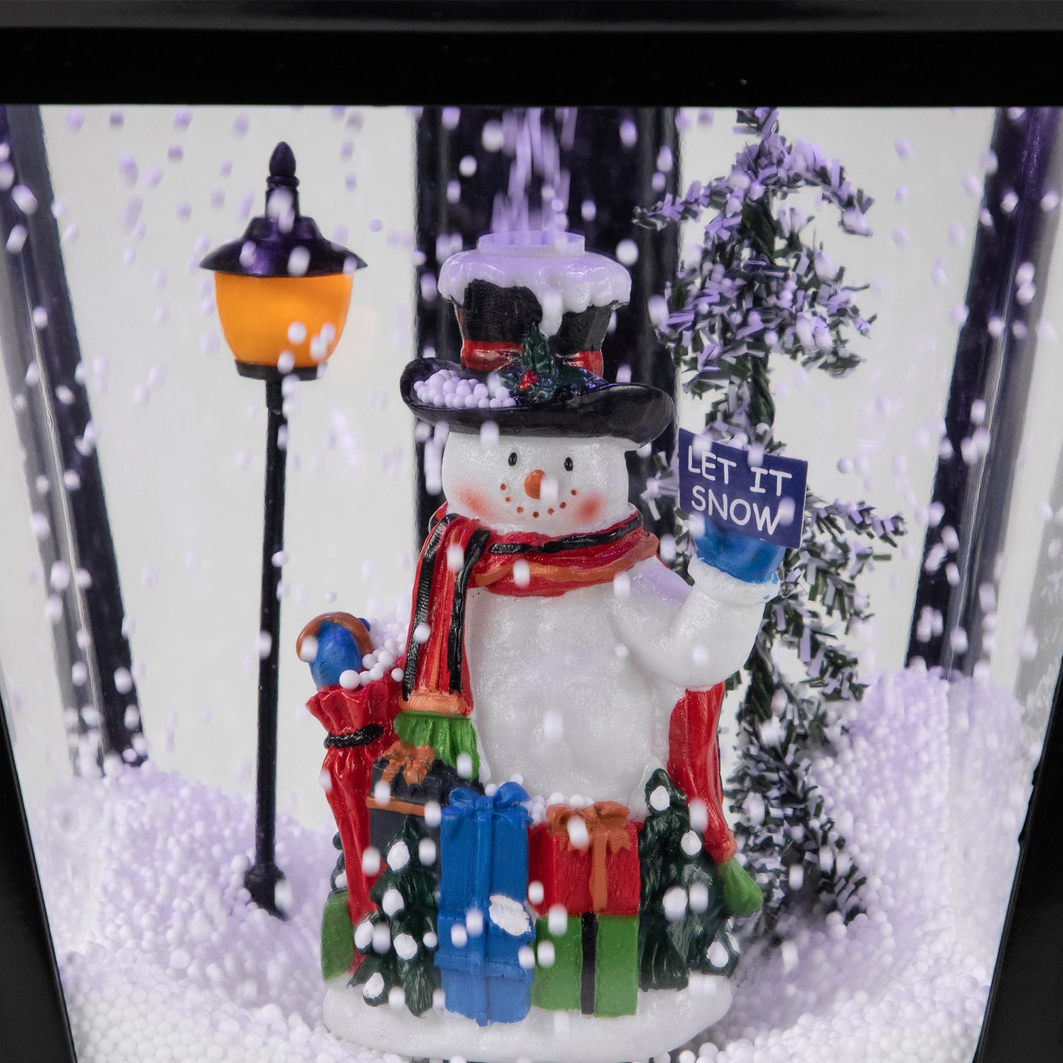 Northlight 17.75" Lighted And Musical Wall Mounted Snowing Street Lamp Matted Wall Art