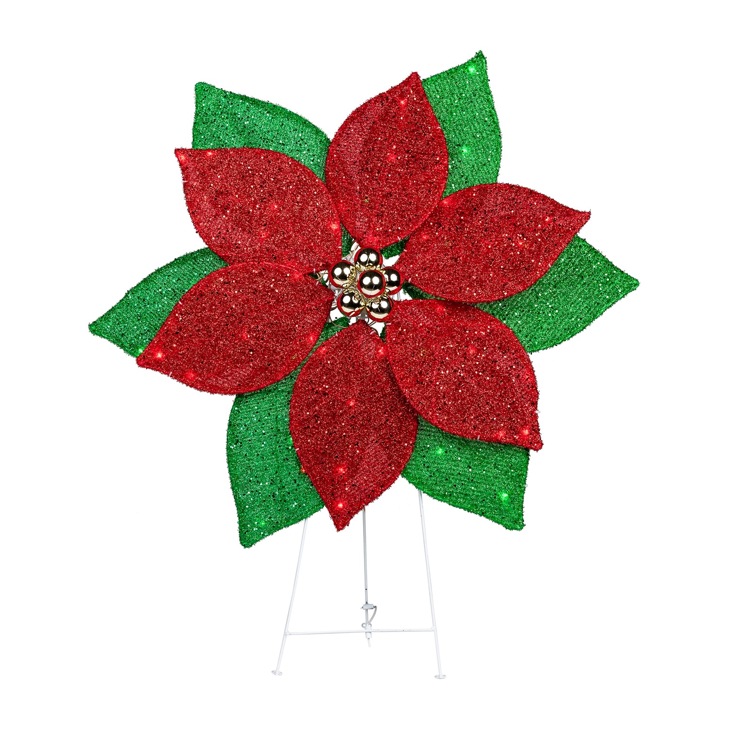 Northlight 34" Led Lighted Poinsettia Outdoor Yard Christmas Yard Art