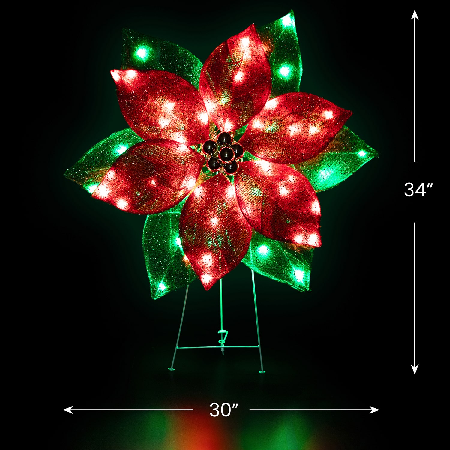 Northlight 34" Led Lighted Poinsettia Outdoor Yard Christmas Yard Art