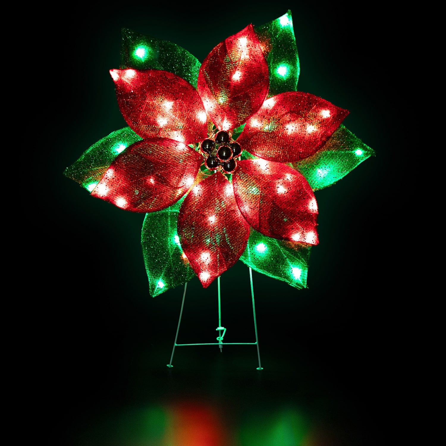 Northlight 34" Led Lighted Poinsettia Outdoor Yard Christmas Yard Art