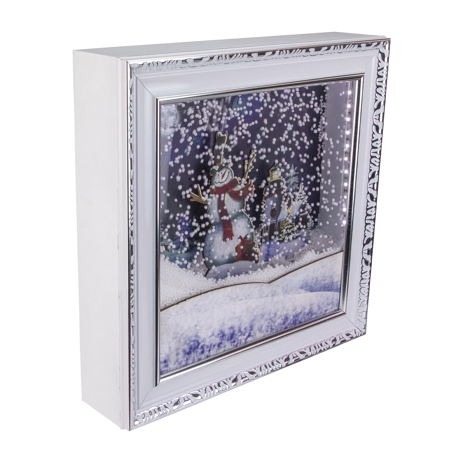Northlight 15" Led Lighted Snowing Musical Snowman Matted Wall Art