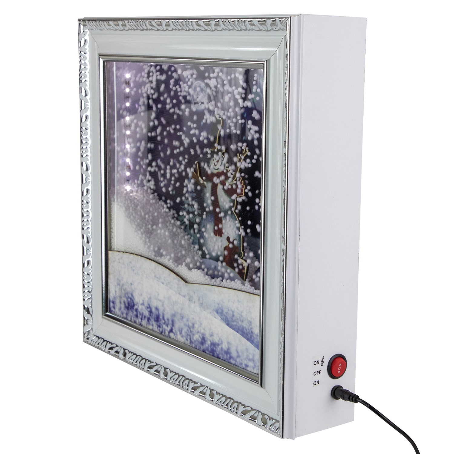 Northlight 15" Led Lighted Snowing Musical Snowman Matted Wall Art