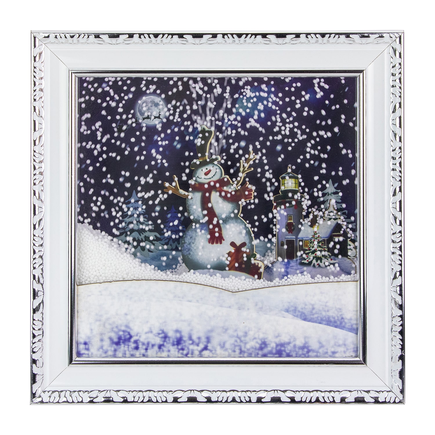 Northlight 15" Led Lighted Snowing Musical Snowman Matted Wall Art