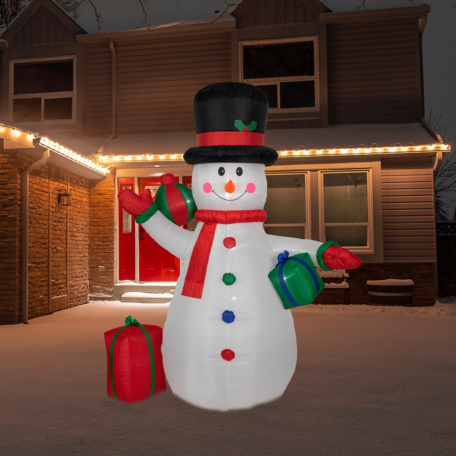 Northlight 8ft Led Lighted Snowman With Gifts Outdoor Christmas Inflatable
