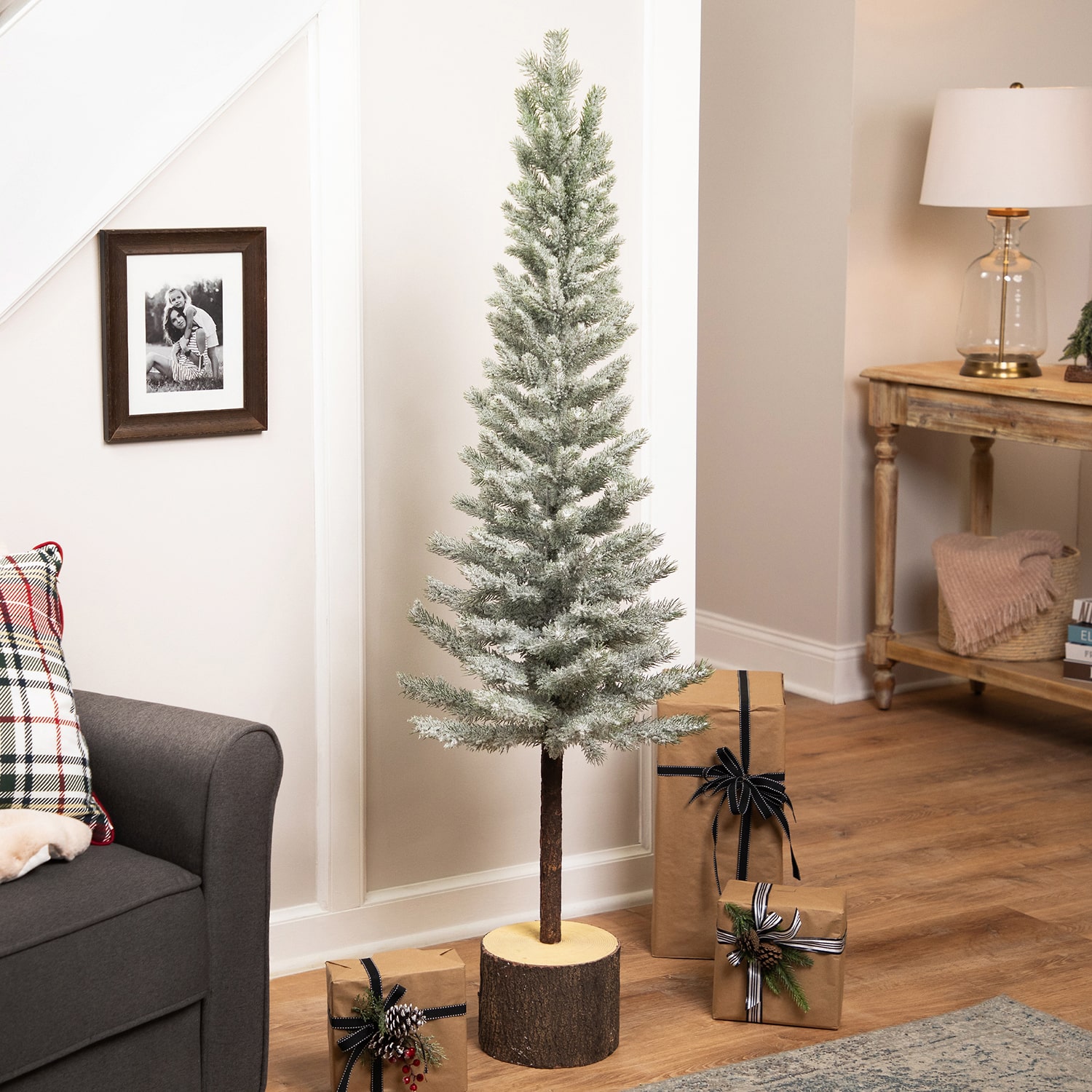 Northlight Slim Flocked Norfolk Pine Artificial 5 Foot Flocked Pine Christmas Tree
