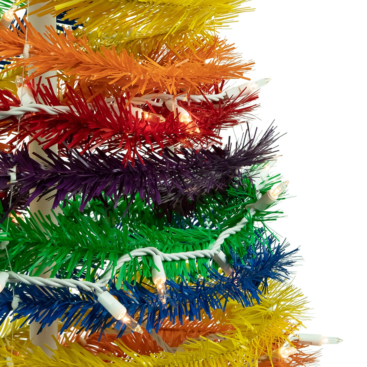 Northlight Rainbow Tinsel Pop Up Artificial Lights 6 Foot Pre-Lit Christmas Tree