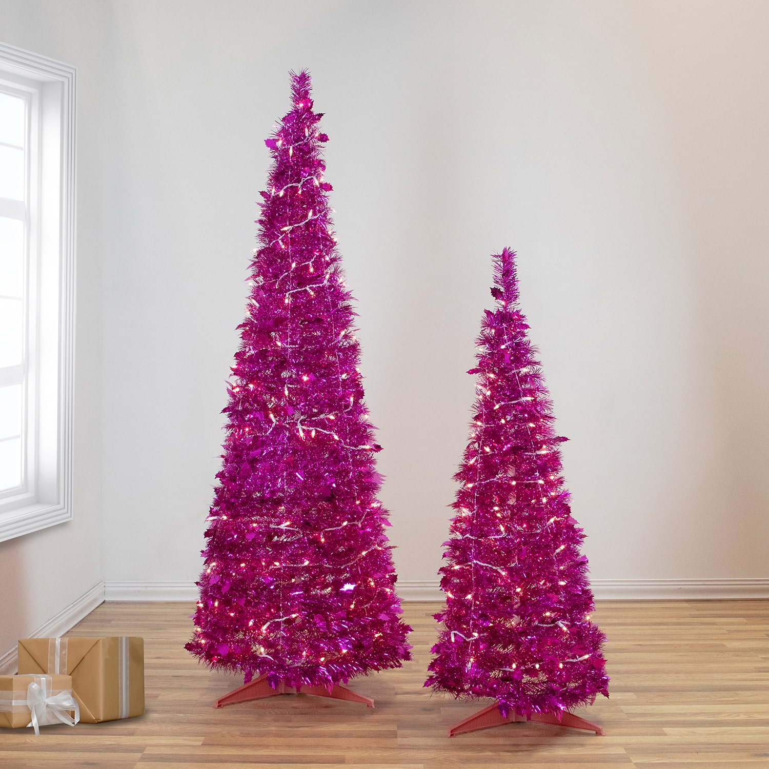 Northlight Tinsel Pop Up Artificial Lights Foot Pre-Lit Christmas Tree