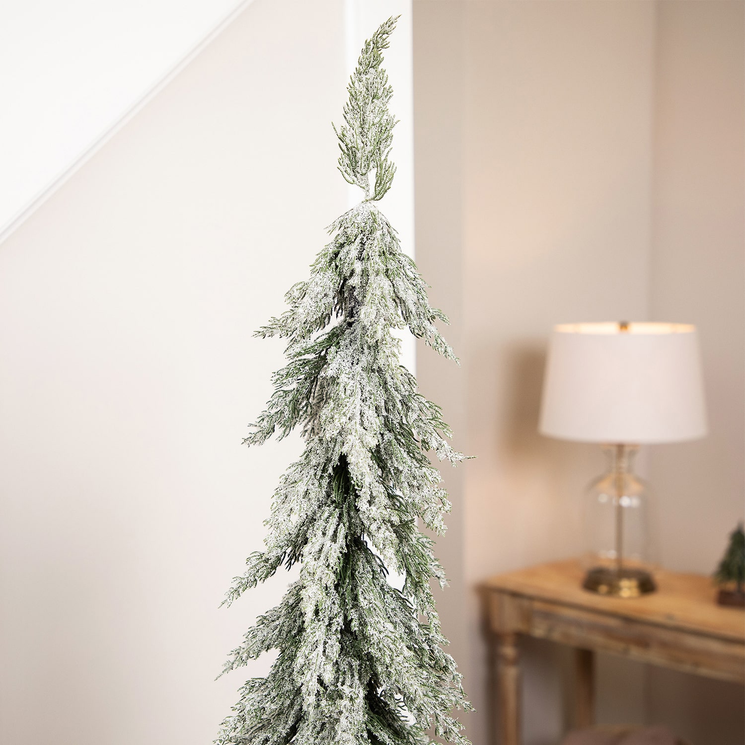 Northlight 6ft Slim Flocked Downswept Norfolk Pine Artificial 6 Foot Flocked Pine Christmas Tree