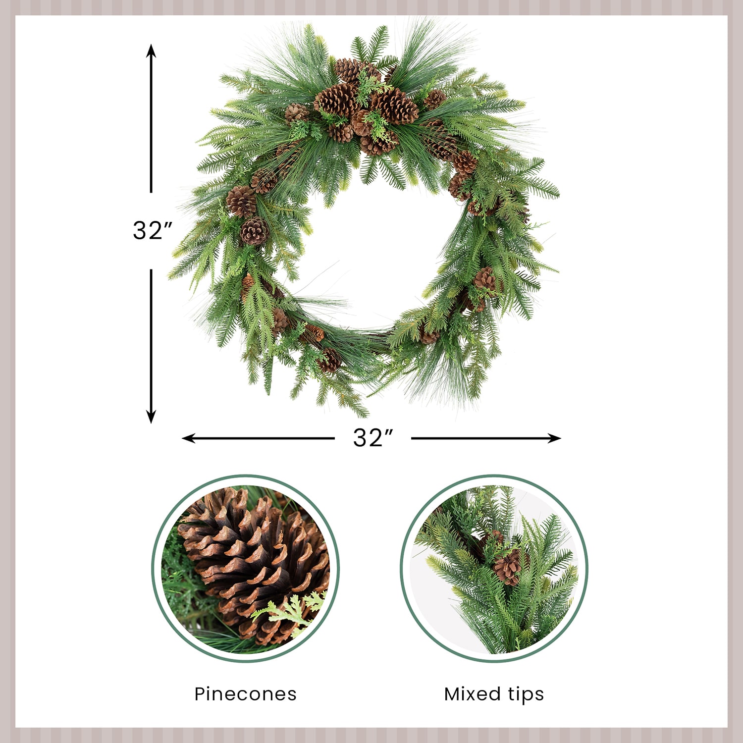 Northlight 32" Pinecones And Mixed Foliage Artificial Wreath