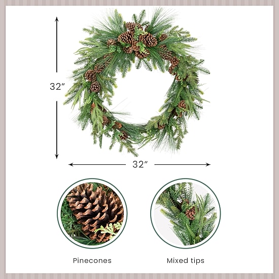 Northlight 32" Pinecones And Mixed Foliage Artificial Wreath
