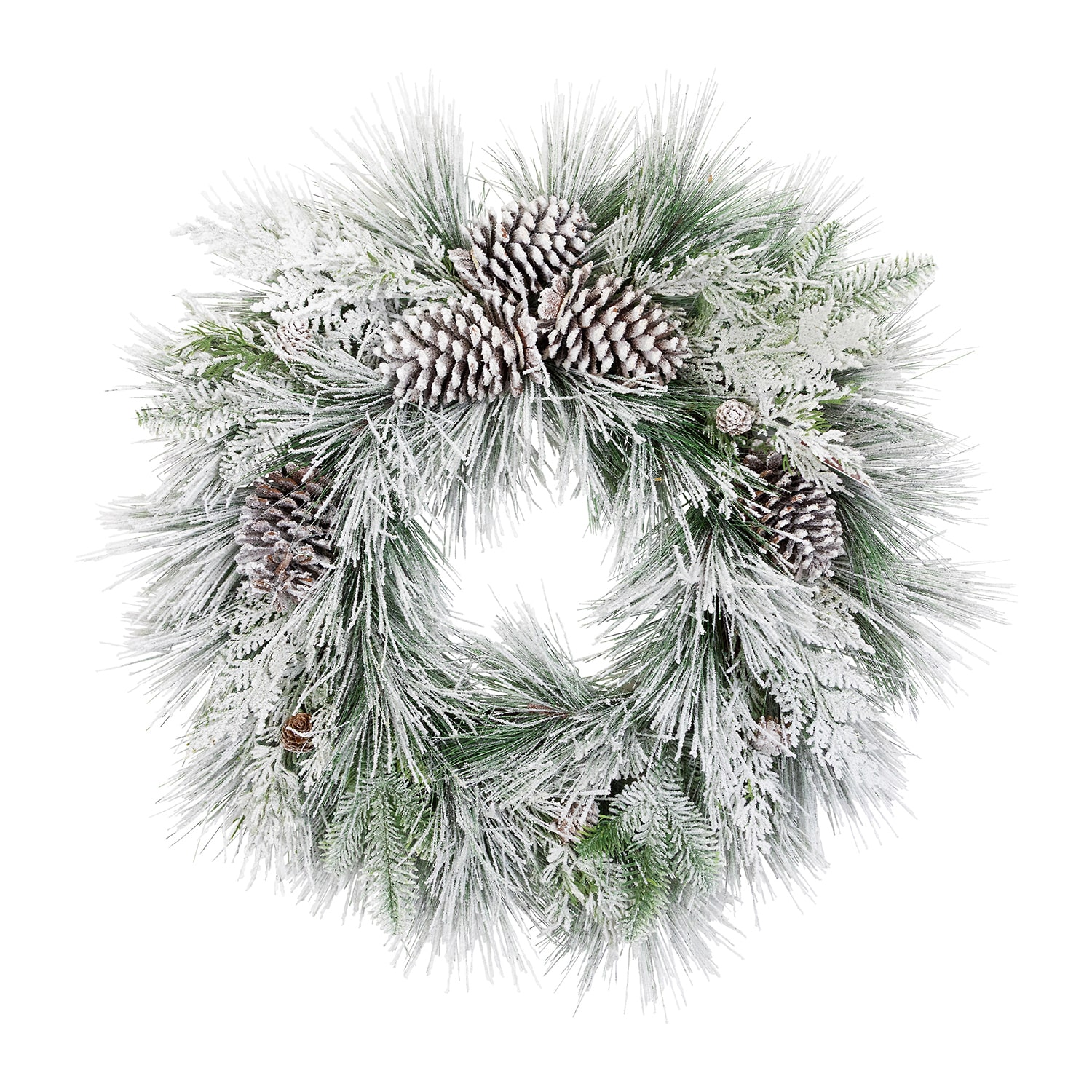Northlight 26" Snowy Long Needle Pine And Pinecone Artificial Wreath