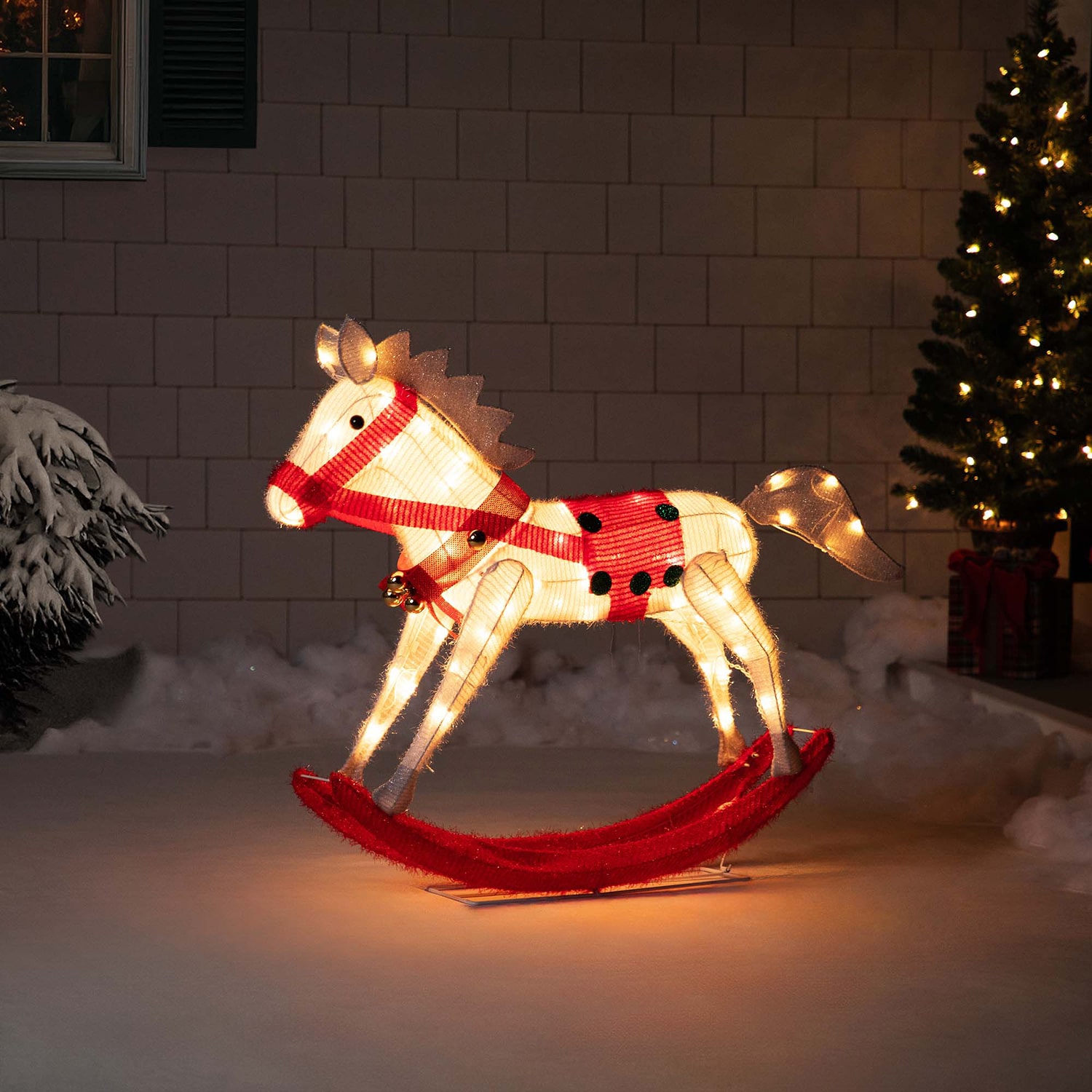 Northlight 40" Lighted Animated Rocking Horse Outdoor Christmas Yard Art