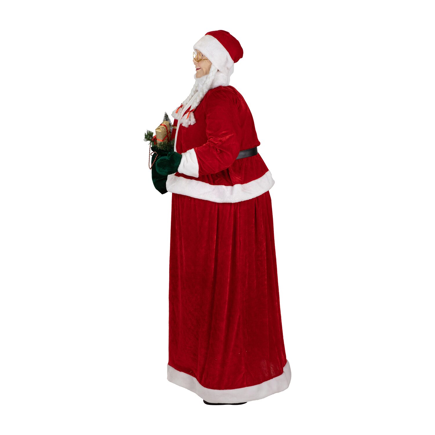 Northlight 6ft Mrs. Claus Standing Commercial With Gift Bag Christmas Figurine