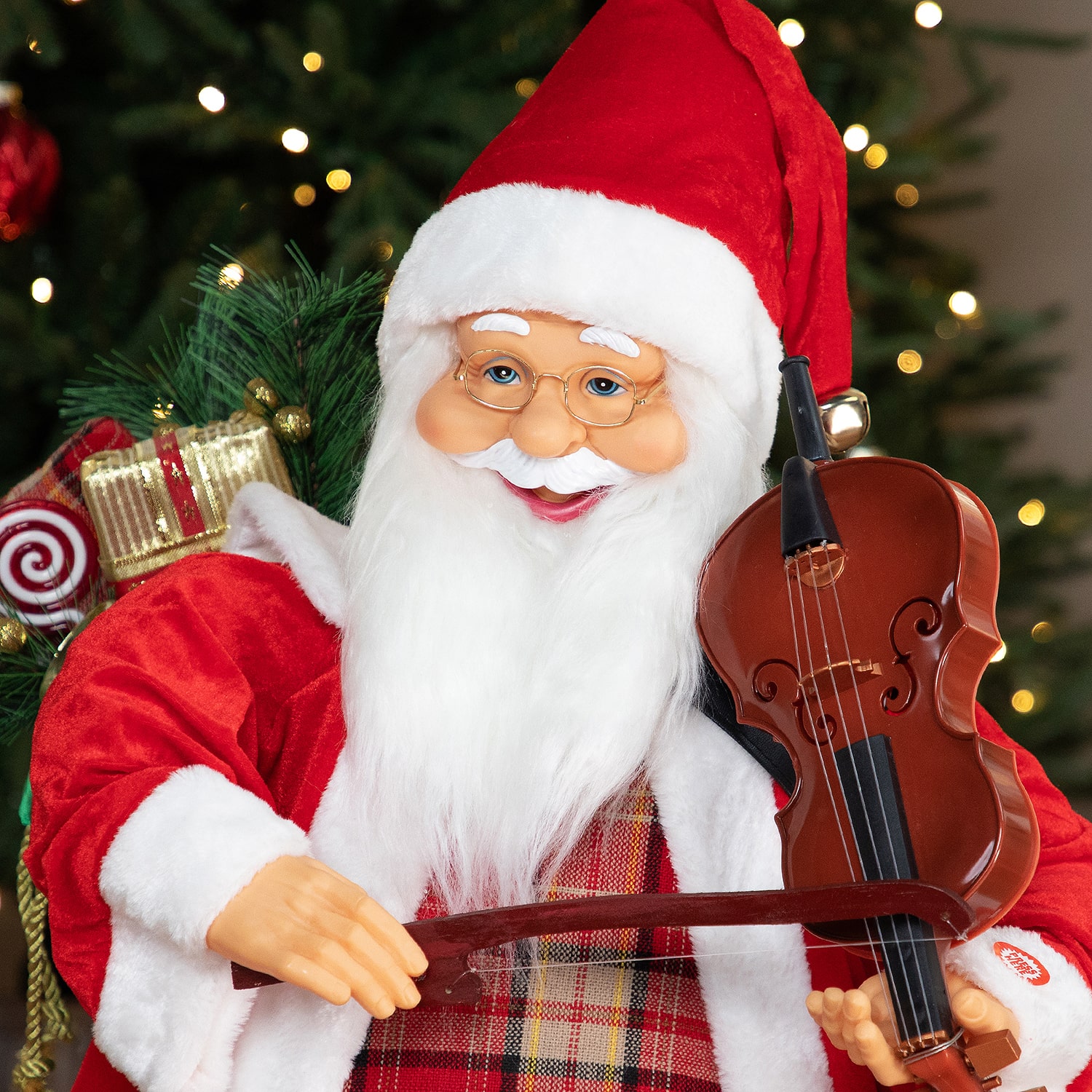 Northlight 32" Animated And Musical Santa With Violin Christmas Figurine