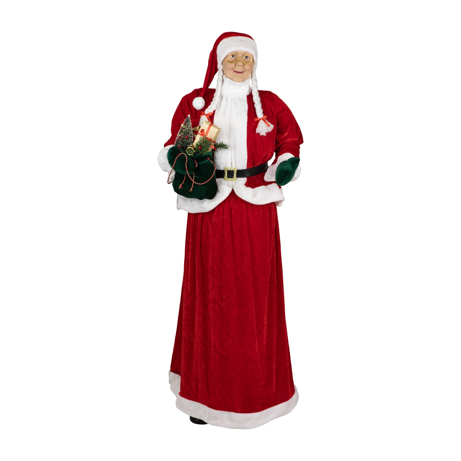 Northlight 6ft Mrs. Claus Standing Commercial With Gift Bag Christmas Figurine