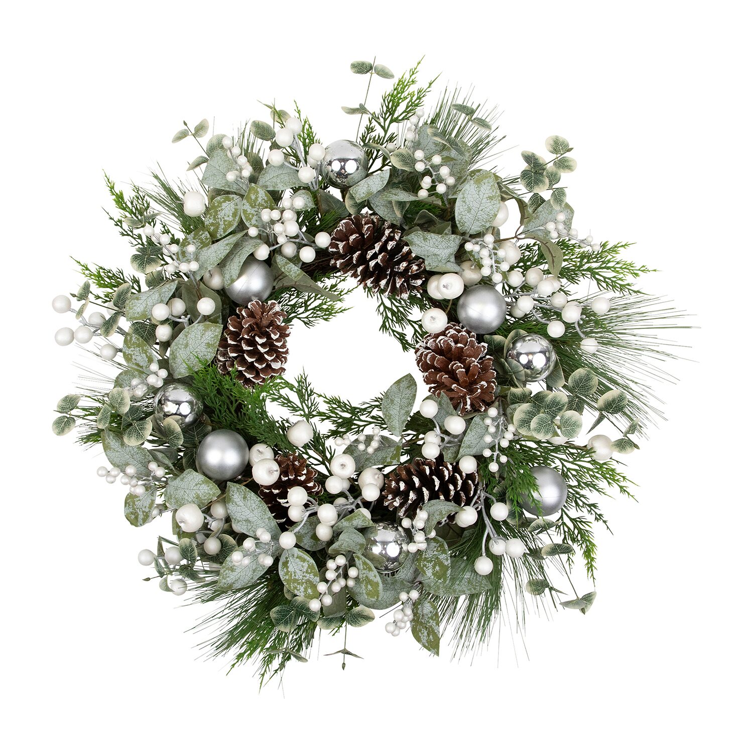 Northlight 28" Mixed Pine With Pinecones And Ornaments Artificial Wreath