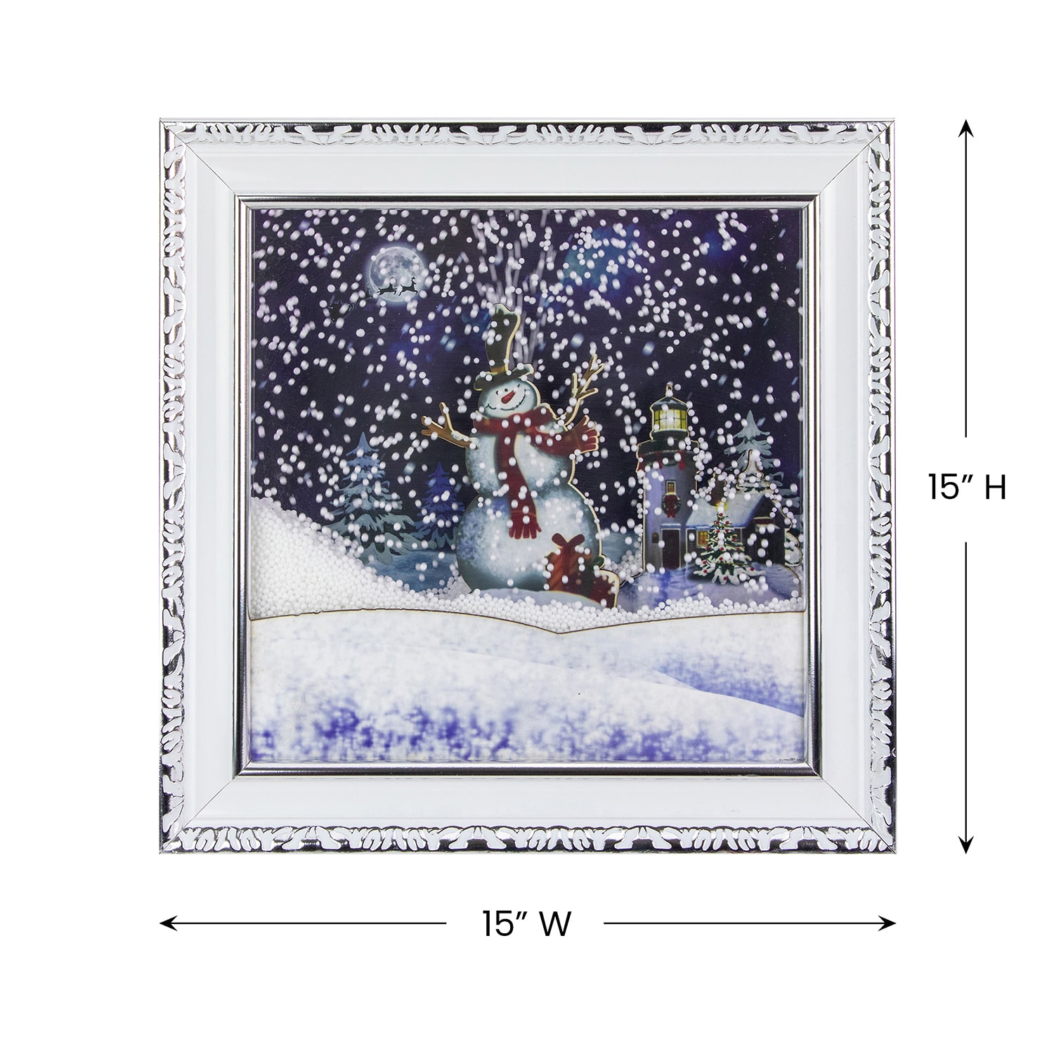Northlight 15" Led Lighted Snowing Musical Snowman Matted Wall Art