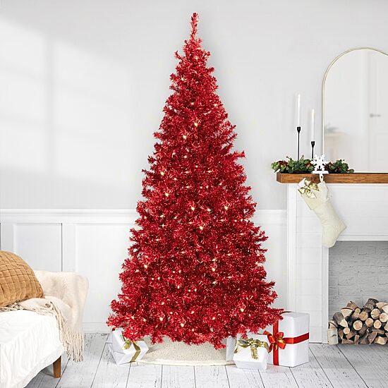 Northlight Artificial Tinsel Lights 7 Foot Pre-Lit Christmas Tree