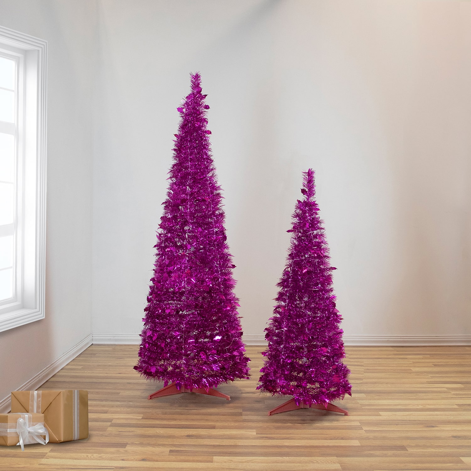 Northlight Tinsel Pop Up Artificial 6 Foot Pre-Decorated Christmas Tree