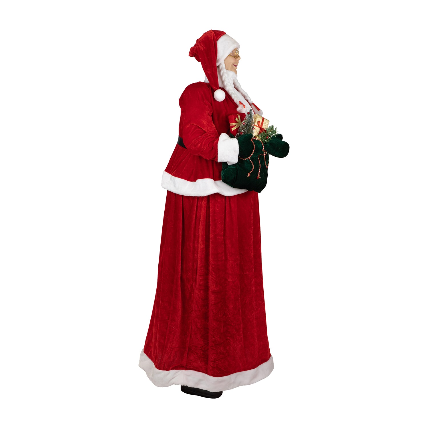 Northlight 6ft Mrs. Claus Standing Commercial With Gift Bag Christmas Figurine