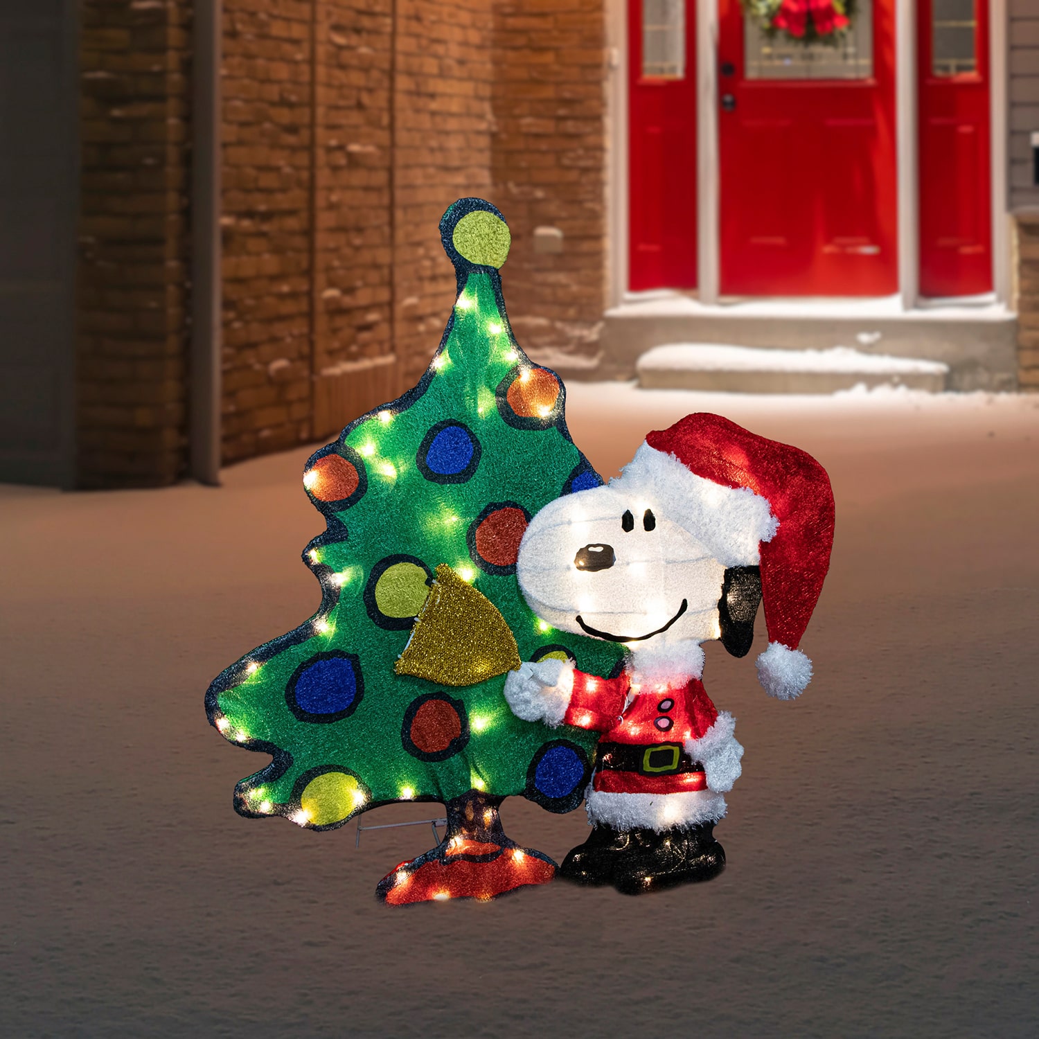 Northlight 32" Led Lighted Peanuts Snoopy And Tree Outdoor Christmas Yard Art