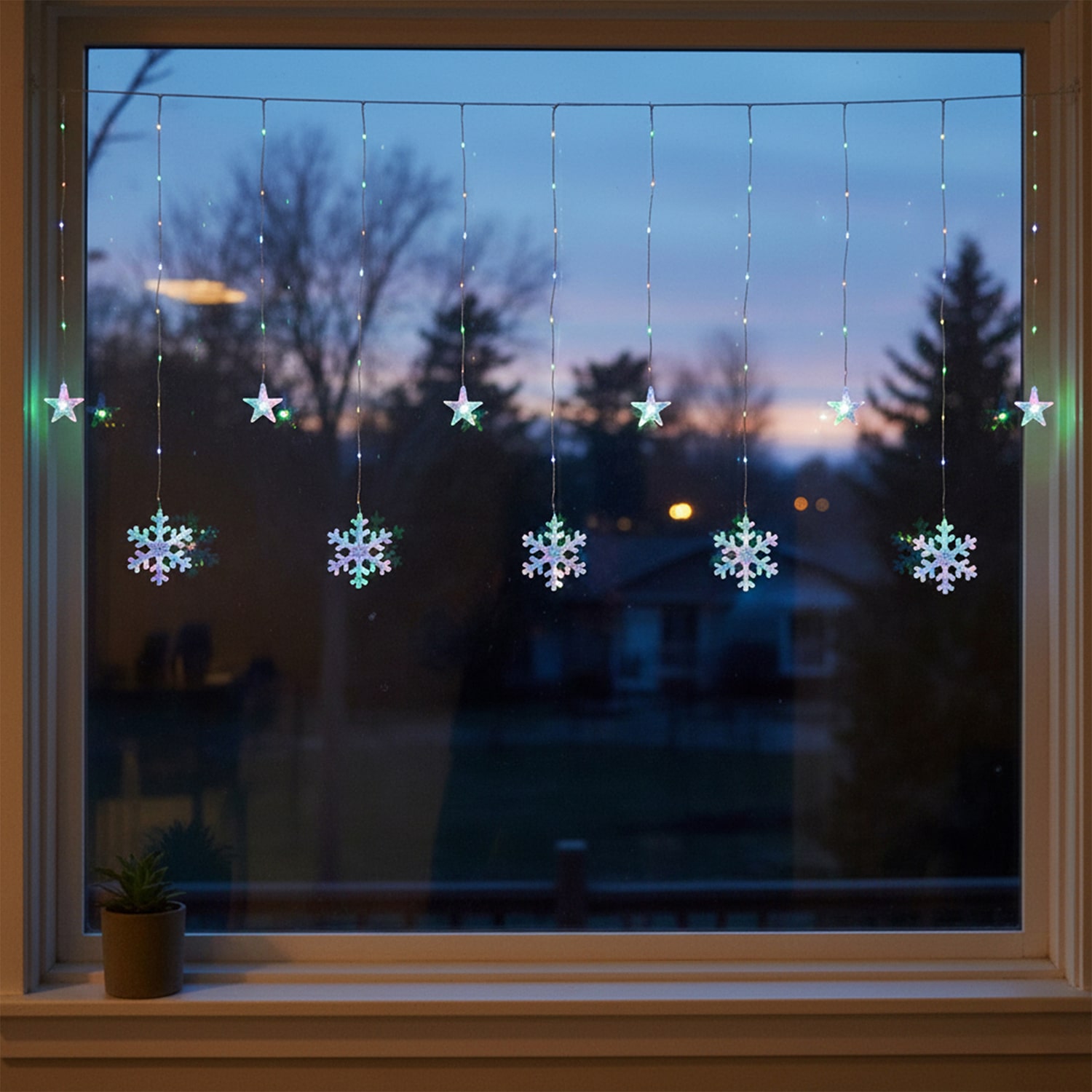 Northlight 5ft Led Star And Snowflake Curtain Wire 250ct String Lights