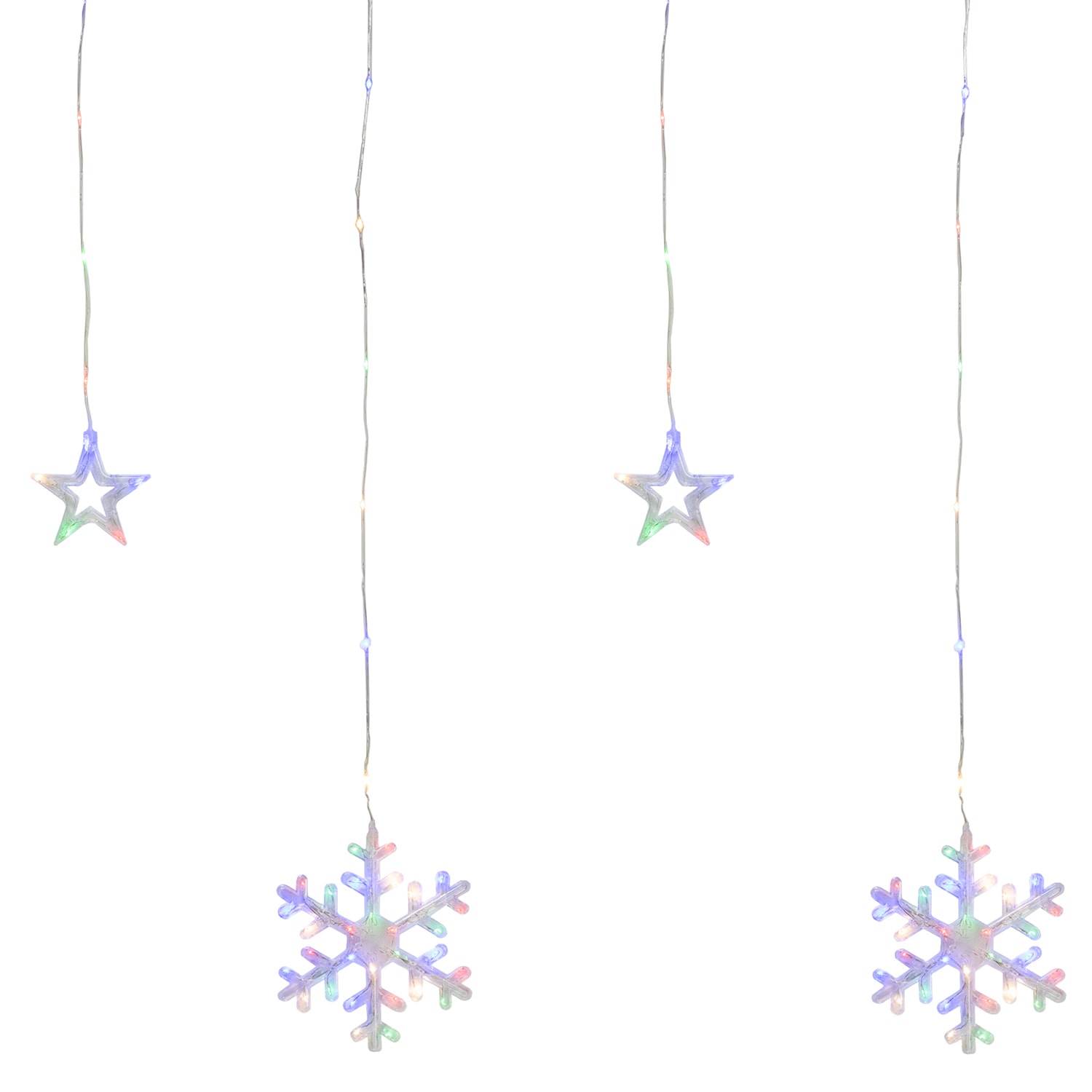 Northlight 5ft Led Star And Snowflake Curtain Wire 250ct String Lights