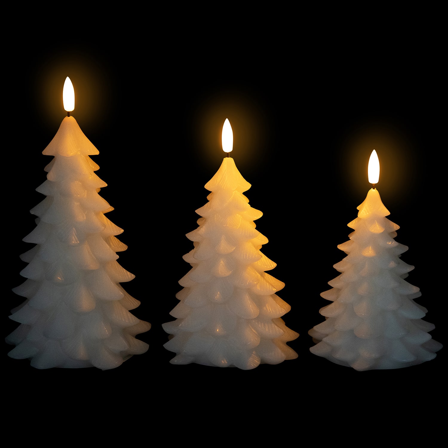 Northlight 7.25" Flickering Flameless Led Tree Wax Candles Set Of 3 3-pc. Flameless Candle