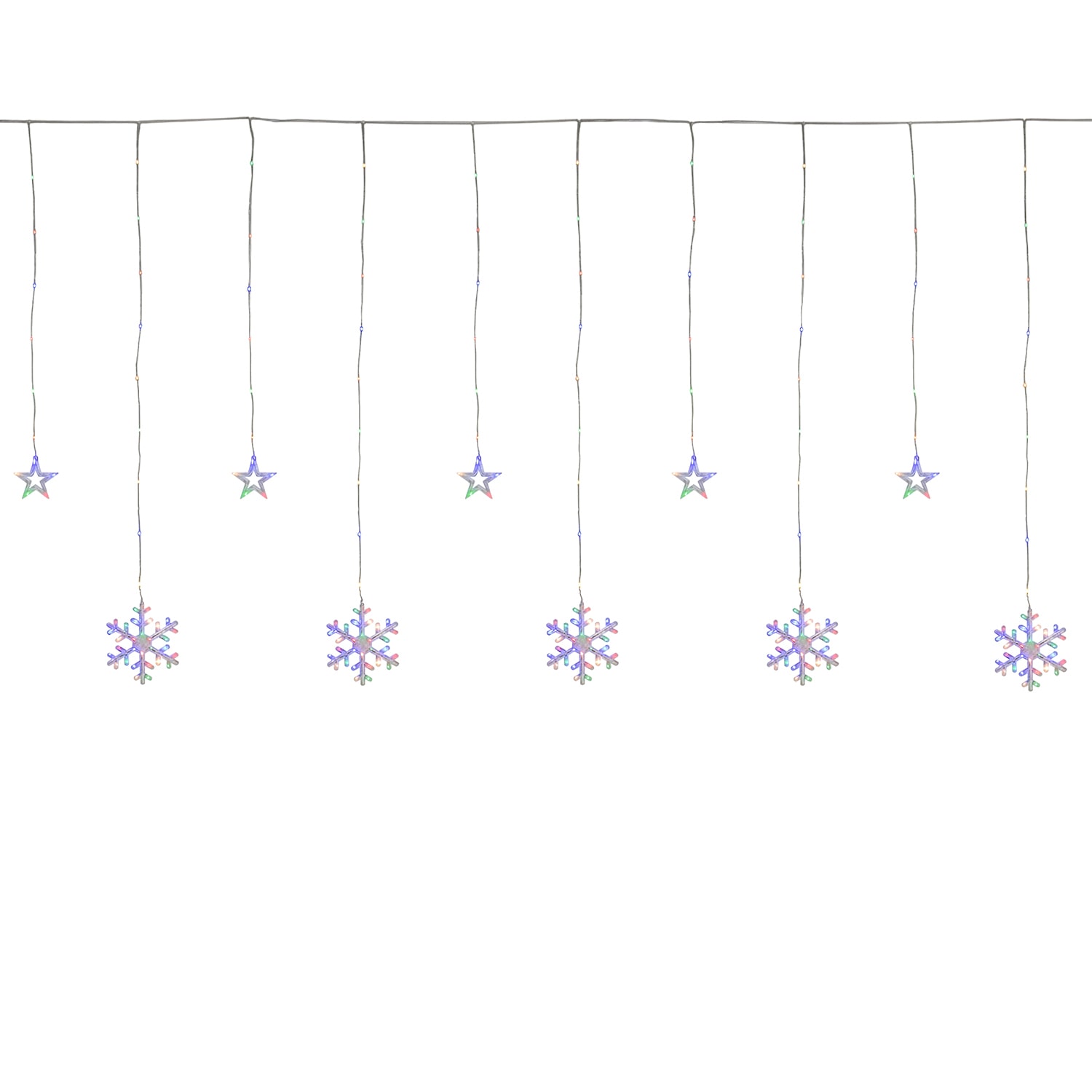 Northlight 5ft Led Star And Snowflake Curtain Wire 250ct String Lights