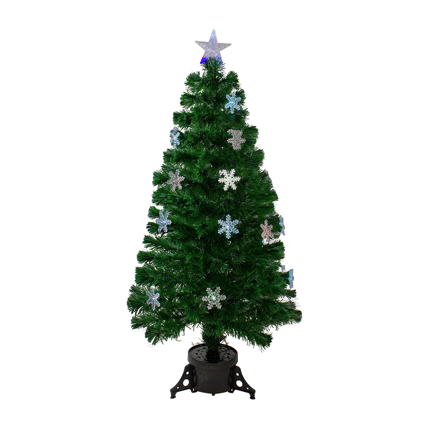 Northlight 4ft Pre Lit Fiber Optic Artificial With Snowflakes 4 Foot Pre-Lit Pine Christmas Tree