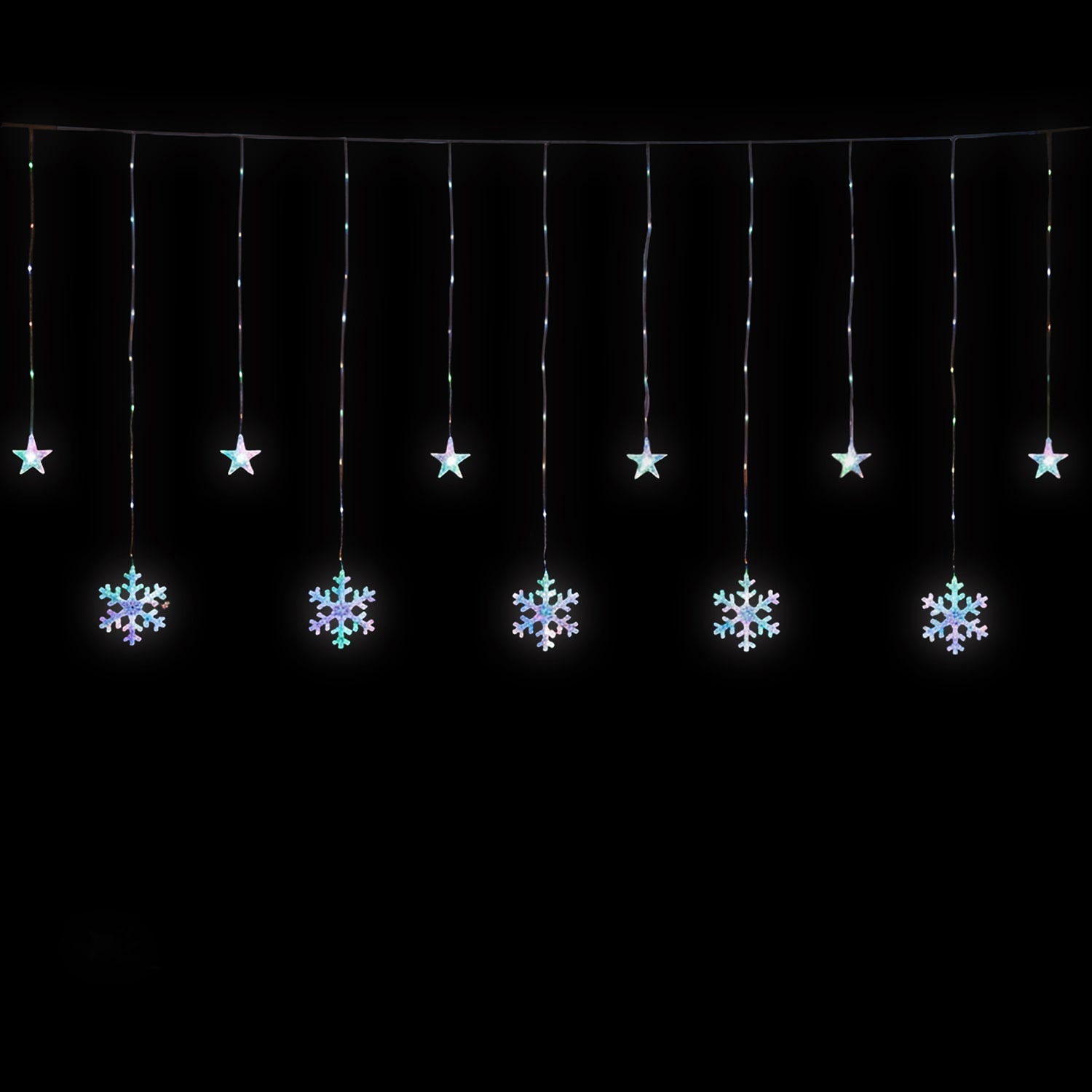 Northlight 5ft Led Star And Snowflake Curtain Wire 250ct String Lights