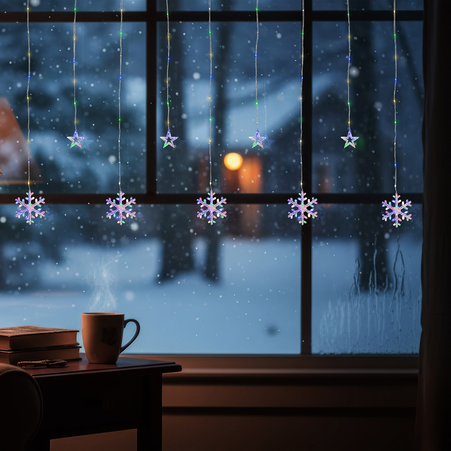Northlight 5ft Led Star And Snowflake Curtain Wire 250ct String Lights