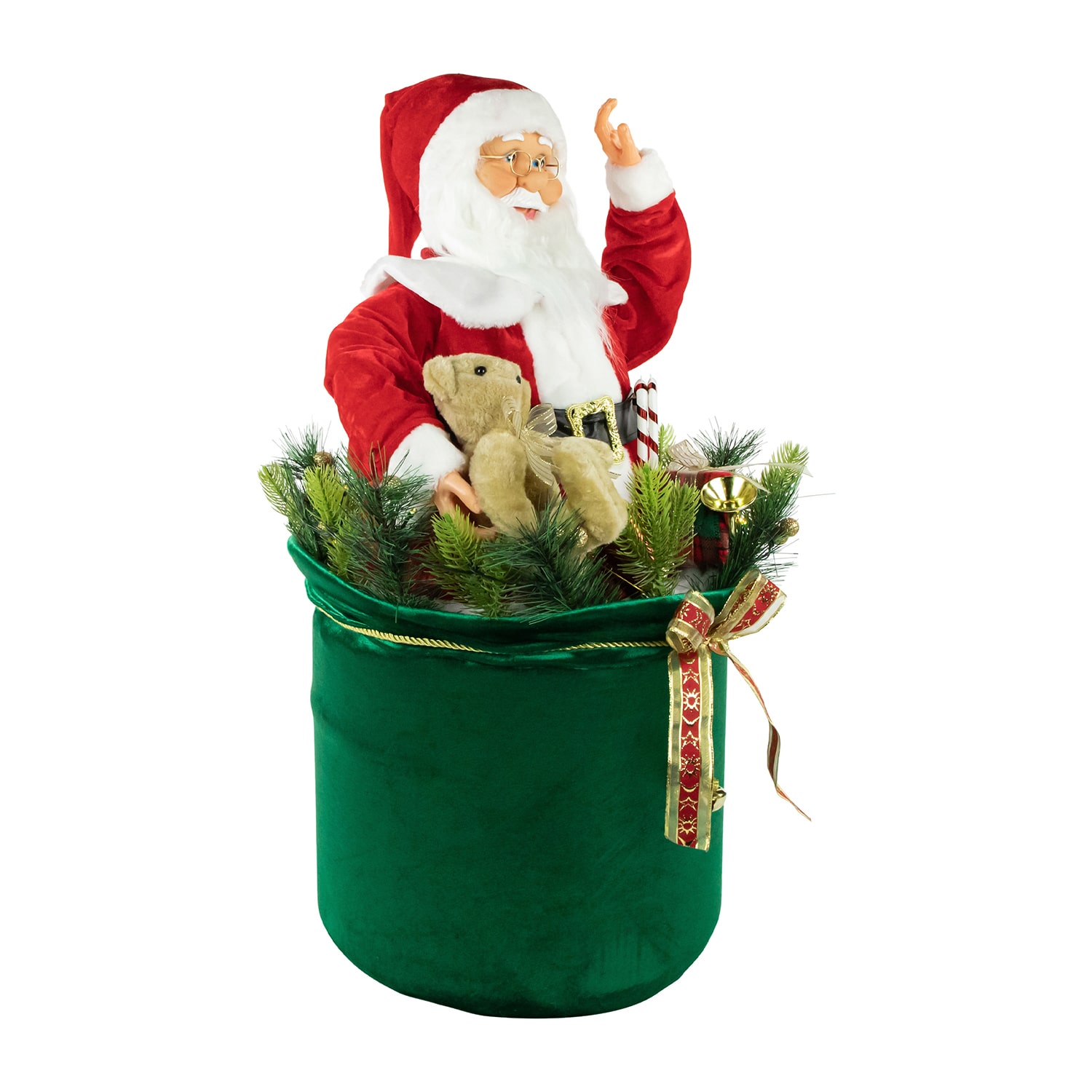 Northlight 32" Led Lighted And Animated Gift Bag With Santa Claus Christmas Figurine