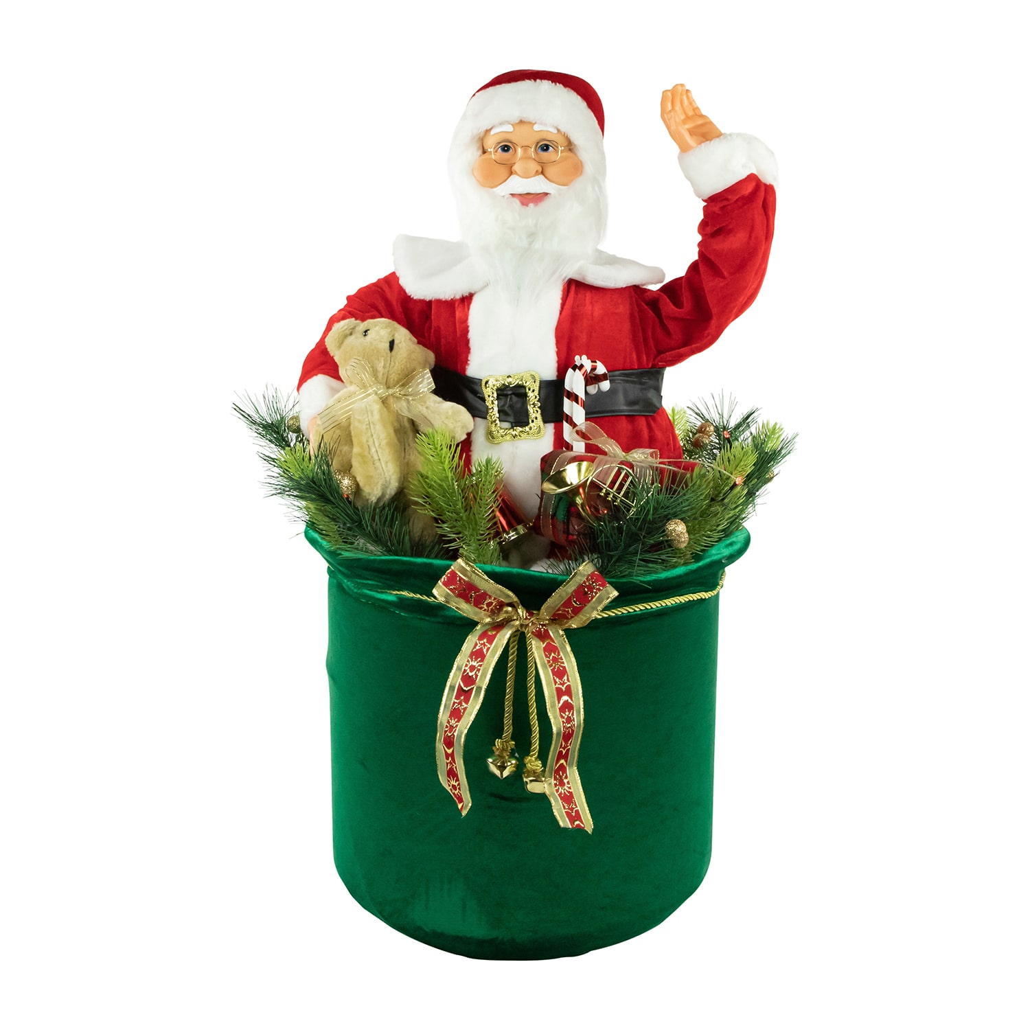 Northlight 32" Led Lighted And Animated Gift Bag With Santa Claus Christmas Figurine