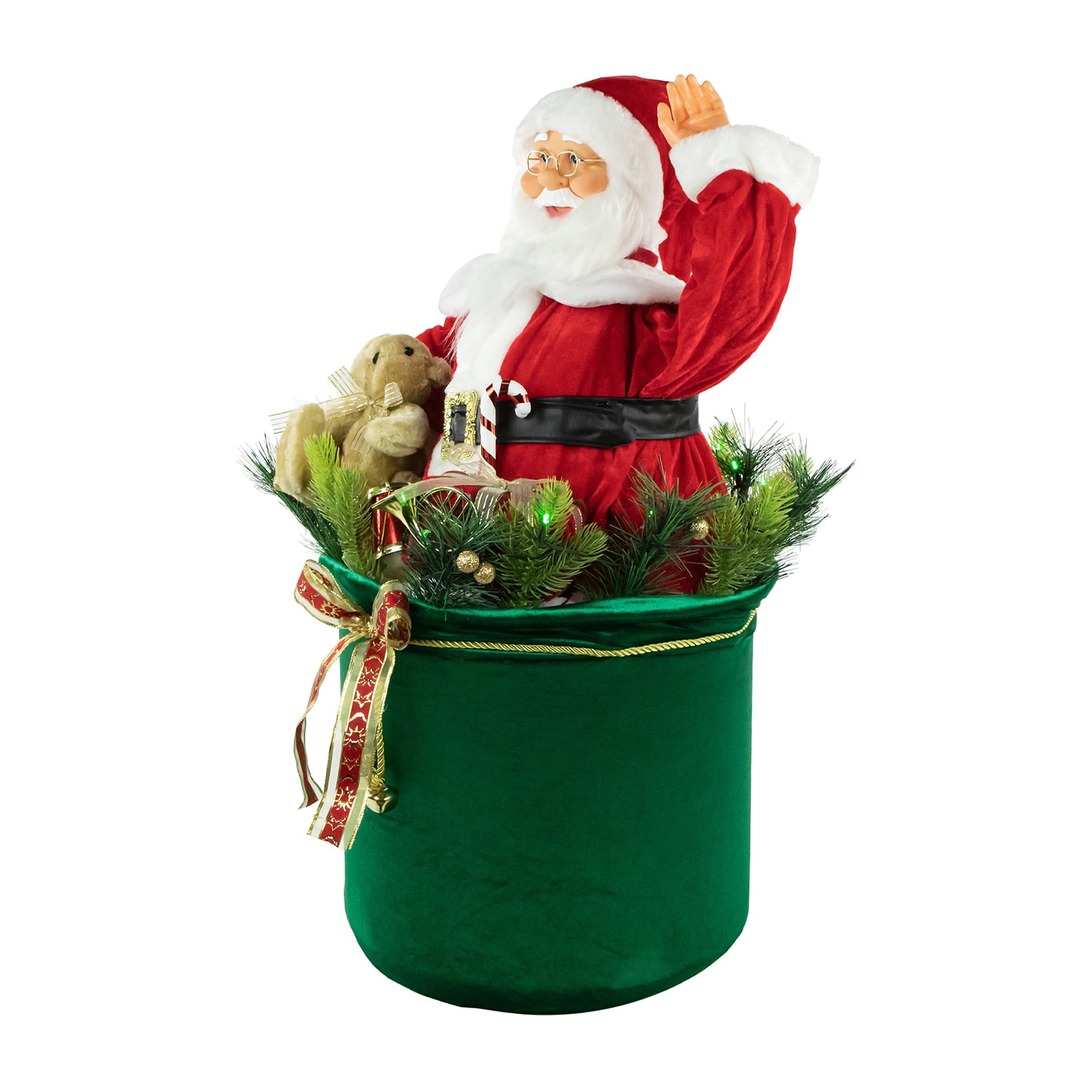 Northlight 32" Led Lighted And Animated Gift Bag With Santa Claus Christmas Figurine