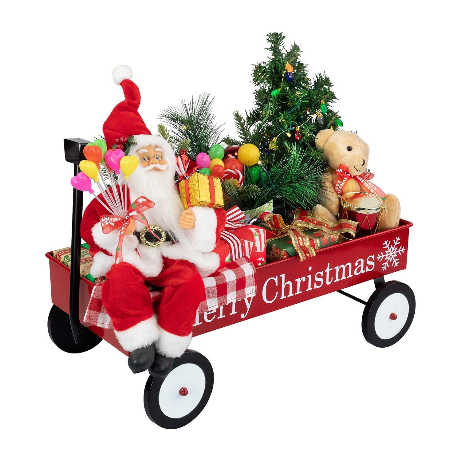 Northlight 20" Lighted And Musical Santa Claus Wagon Christmas Figurine