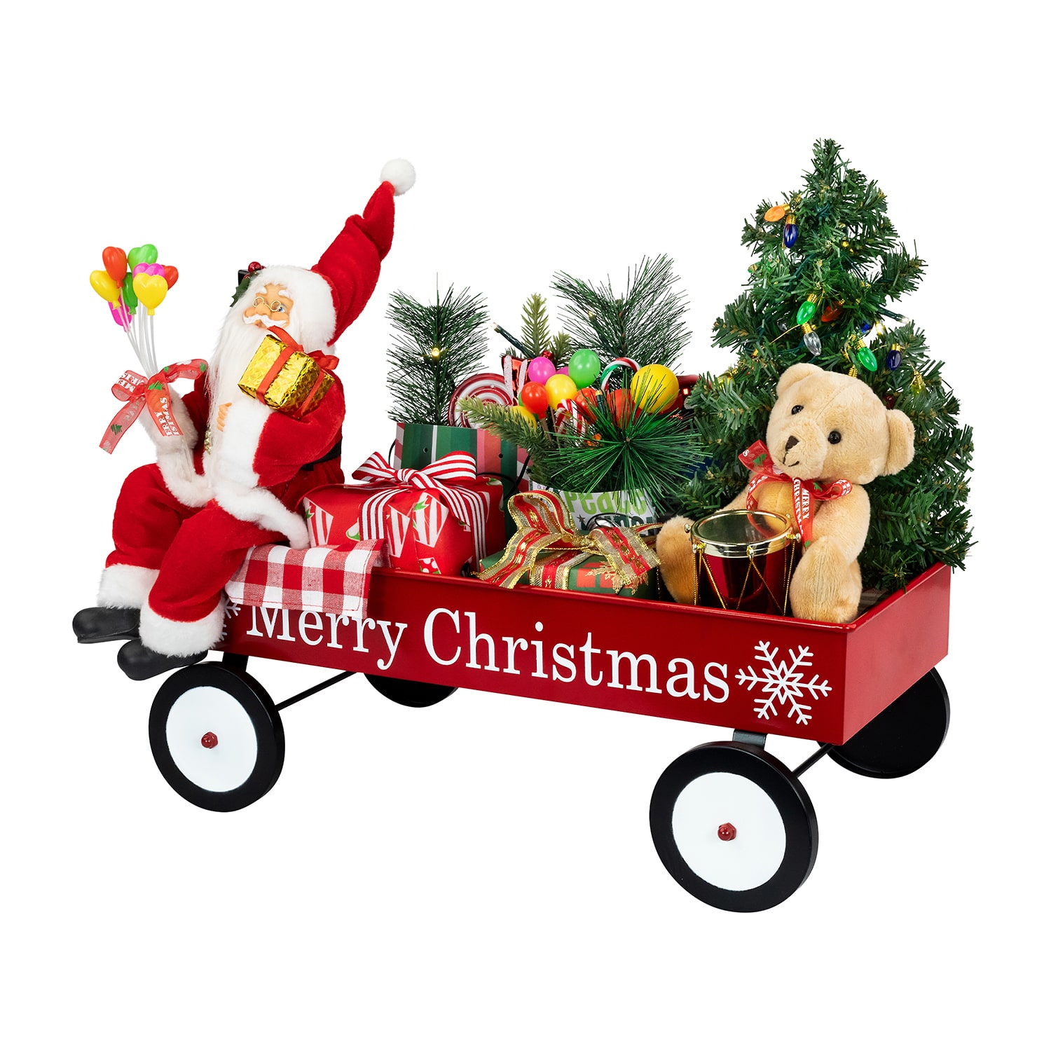 Northlight 20" Lighted And Musical Santa Claus Wagon Christmas Figurine