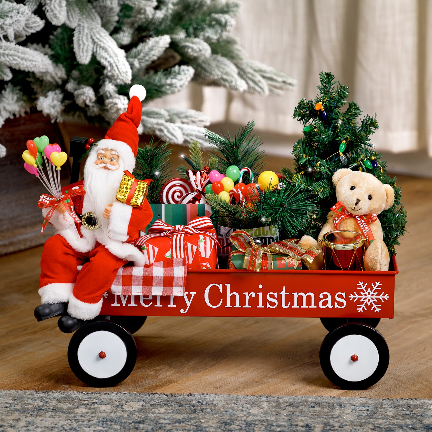 Northlight 20" Lighted And Musical Santa Claus Wagon Christmas Figurine