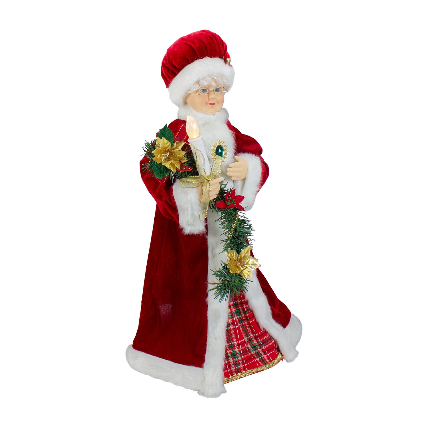 Northlight 24" Animated Mrs. Claus With Lighted Candle Musical Christmas Figurine