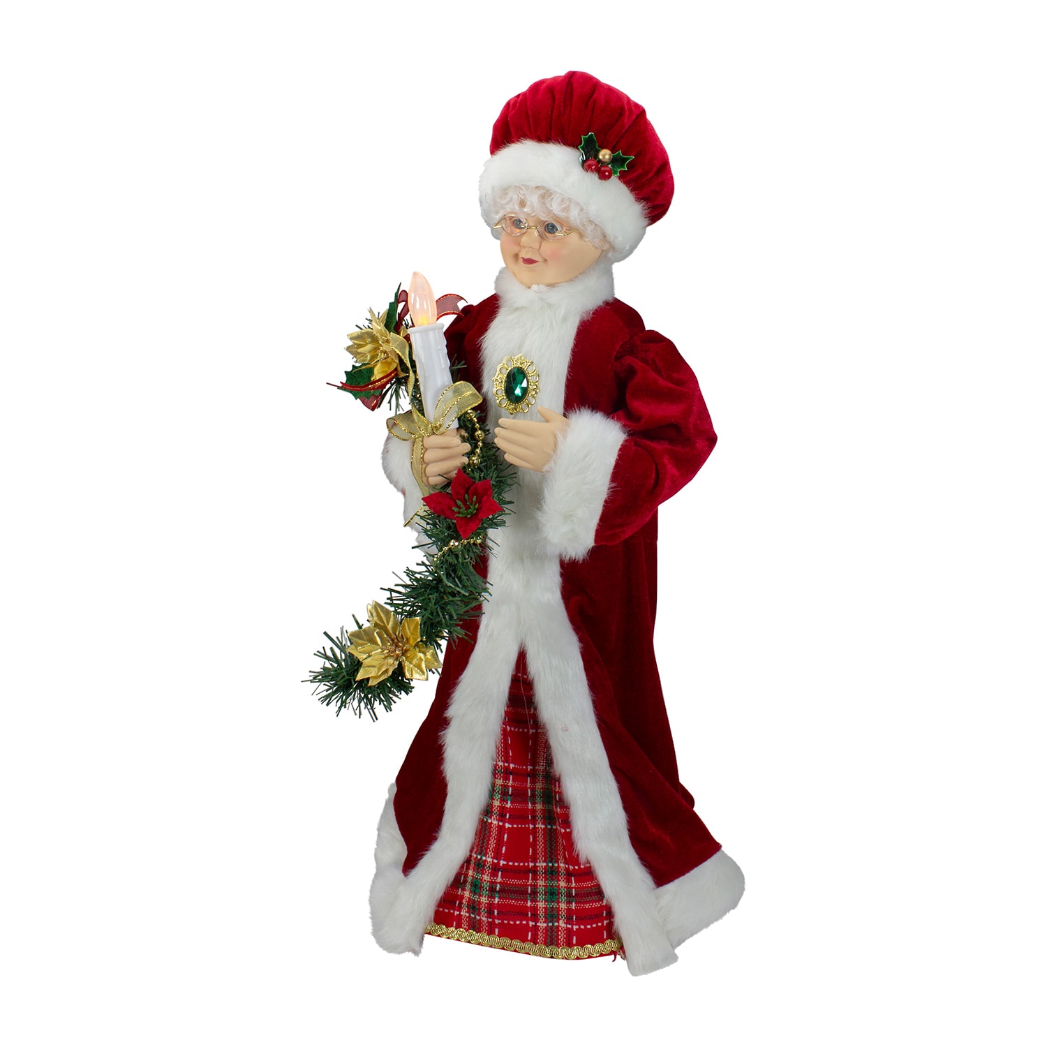 Northlight 24" Animated Mrs. Claus With Lighted Candle Musical Christmas Figurine
