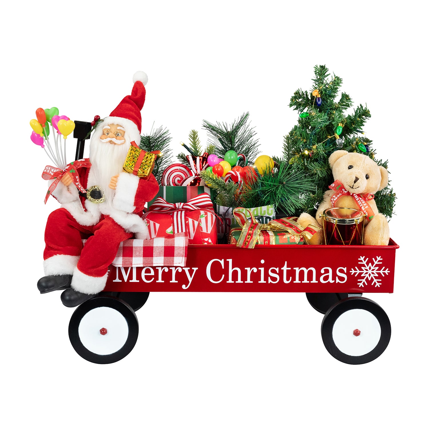 Northlight 20" Lighted And Musical Santa Claus Wagon Christmas Figurine