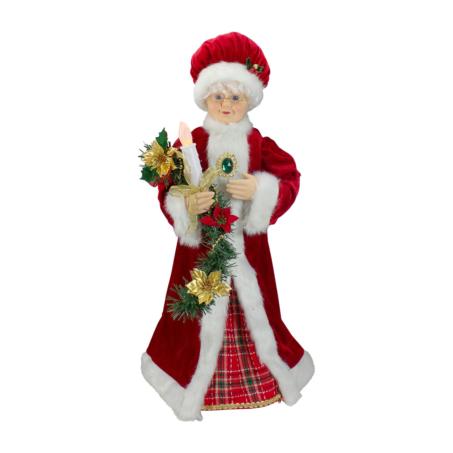 Northlight 24" Animated Mrs. Claus With Lighted Candle Musical Christmas Figurine